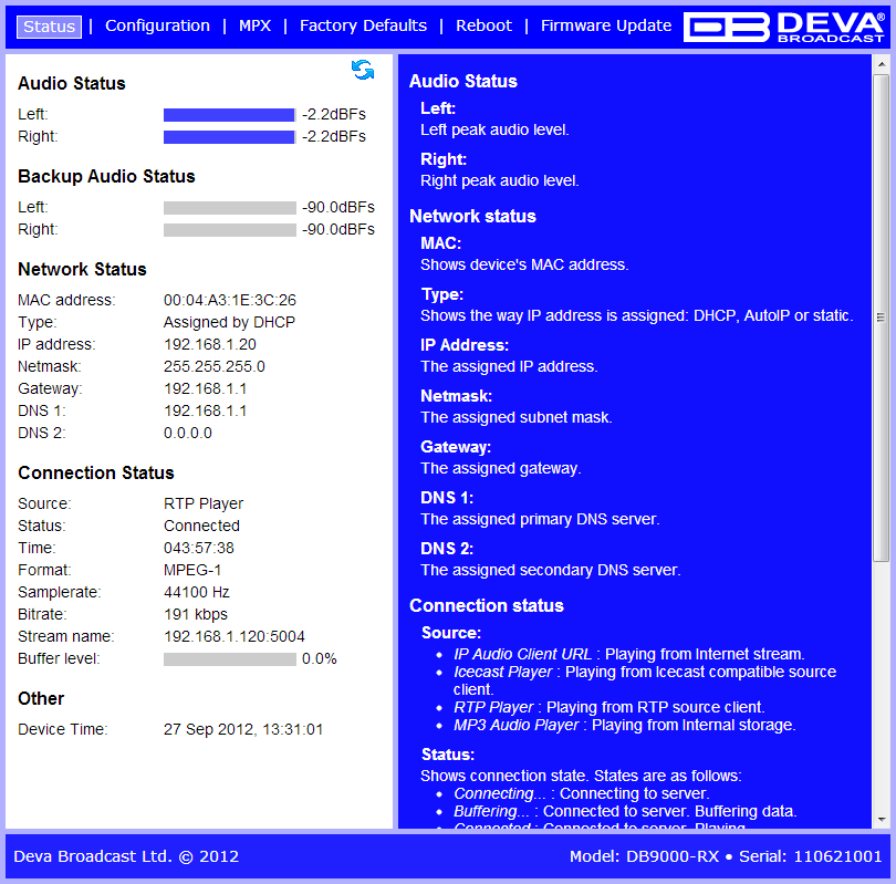 Deva Broadcast DB9000-RX IP-декодер
